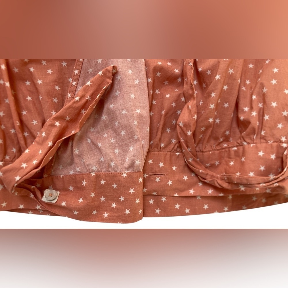 Madewell Wrap Top – Pink Star Scatter – Puff Sleeve‎ V-Neck – Size Small NWOT - Picture 5 of 11